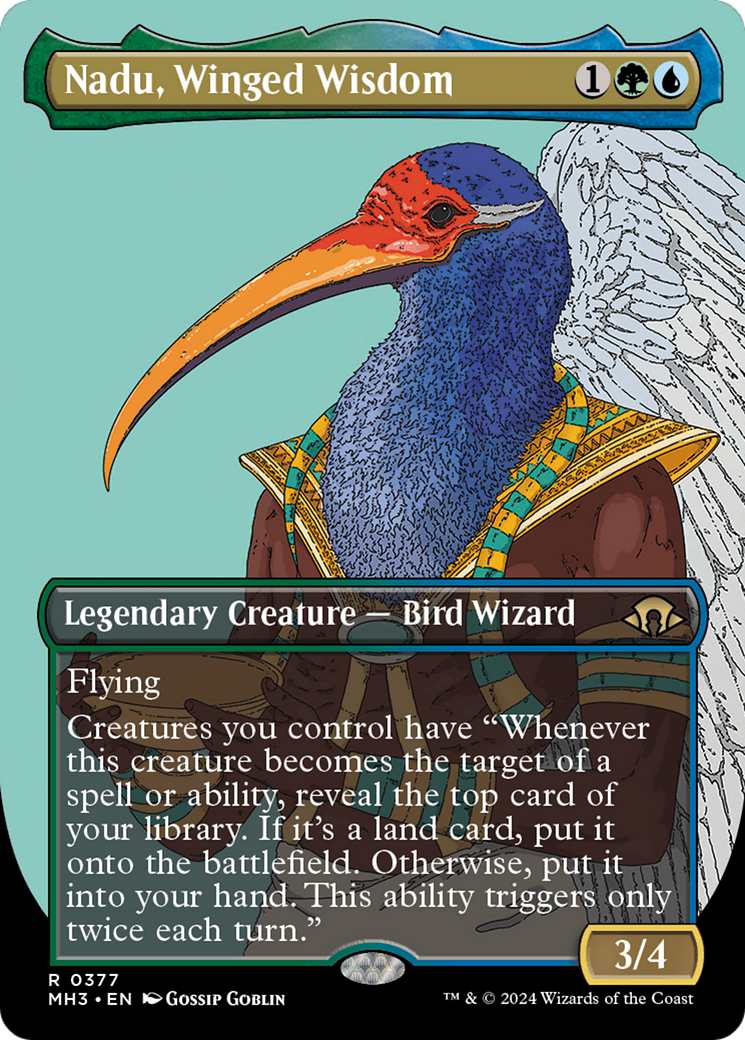 Nadu, Winged Wisdom (Borderless) [Modern Horizons 3] | Gamer Loot