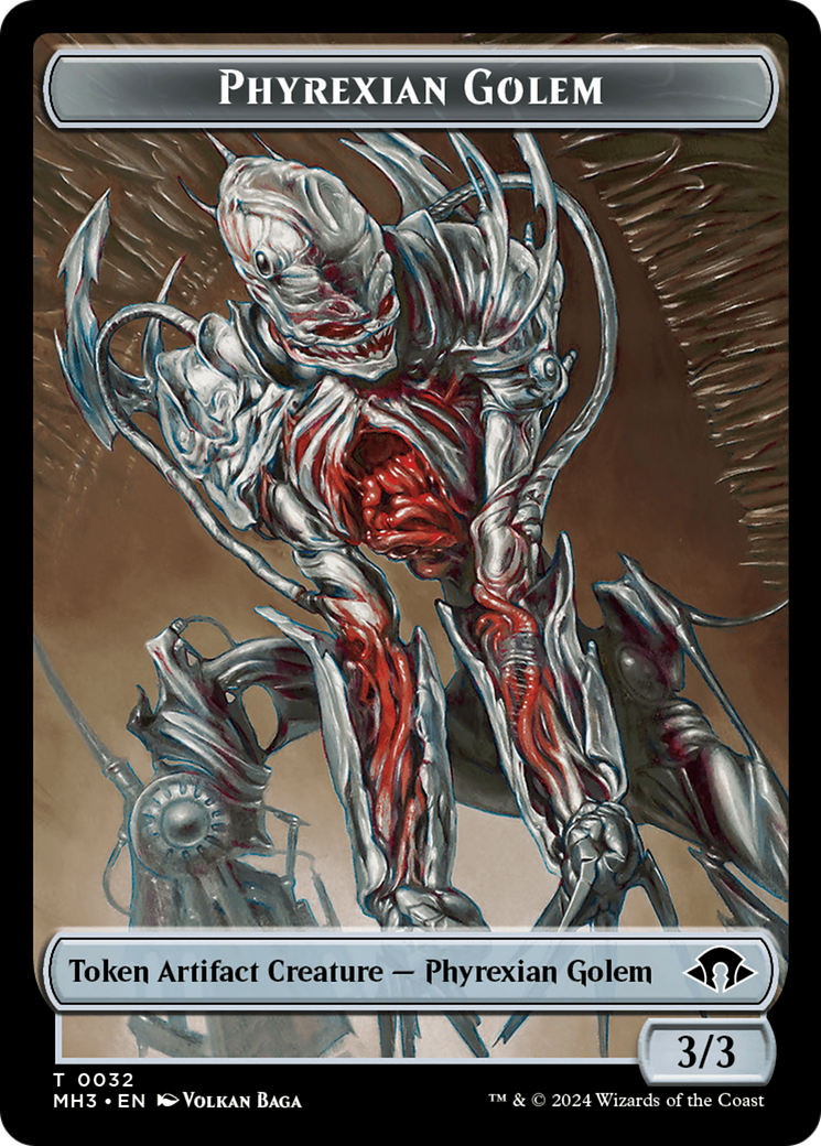 Phyrexian Golem // Energy Reserve Double-Sided Token [Modern Horizons 3 Tokens] | Gamer Loot