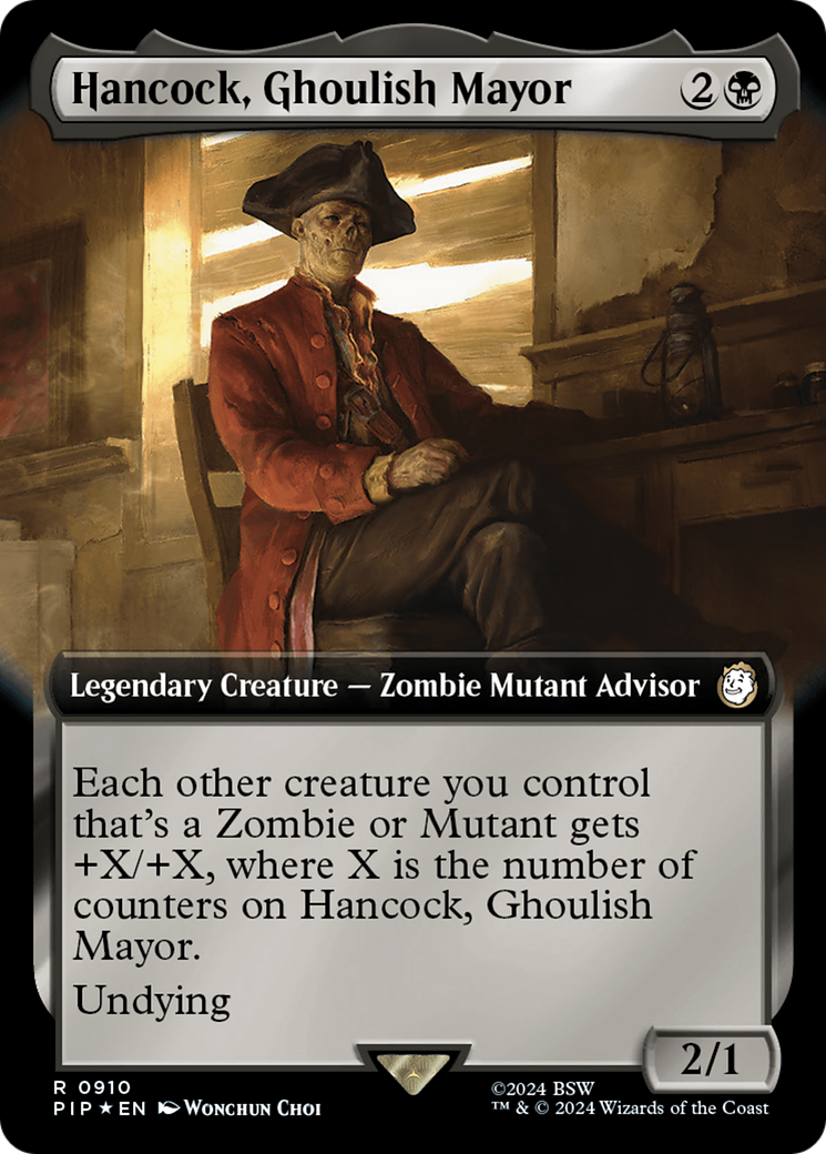Hancock, Ghoulish Mayor (Extended Art) (Surge Foil) [Fallout] | Gamer Loot