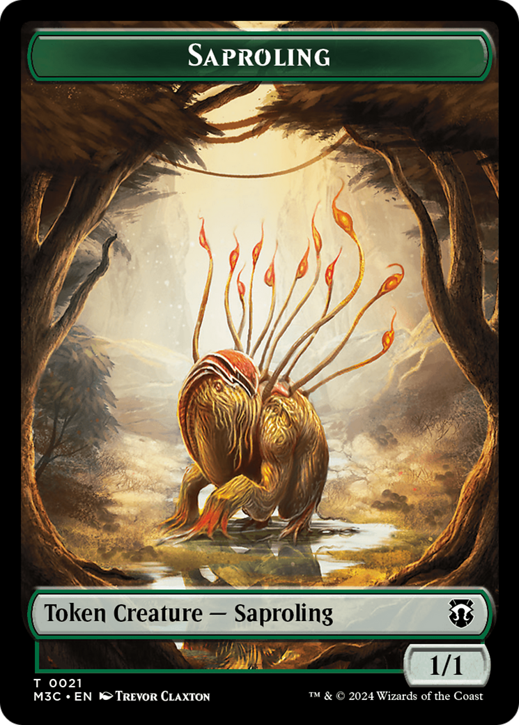 Tarmogoyf (Ripple Foil) // Saproling Double-Sided Token [Modern Horizons 3 Commander Tokens] | Gamer Loot