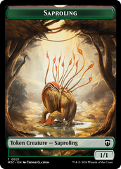 Tarmogoyf (Ripple Foil) // Saproling Double-Sided Token [Modern Horizons 3 Commander Tokens] | Gamer Loot