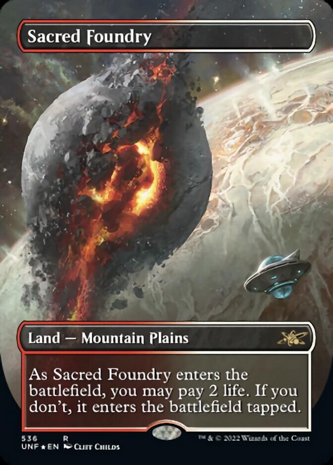 Sacred Foundry (Borderless) (Galaxy Foil) [Unfinity] | Gamer Loot