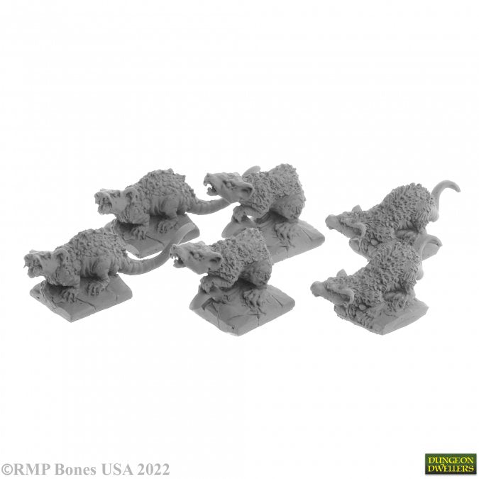 Reaper Bones Miniatures: Giant Tomb Rats (6) | Gamer Loot