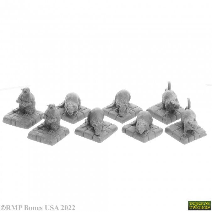 Reaper Bones Miniatures: Dire Rats (8) | Gamer Loot