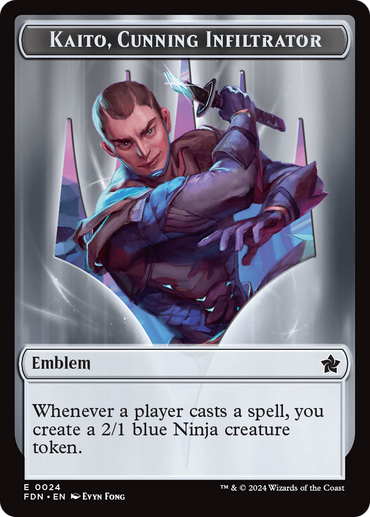 Emblem - Kaito, Cunning Infiltrator // Ninja Doubled-Sided Token [Foundations Tokens] | Gamer Loot