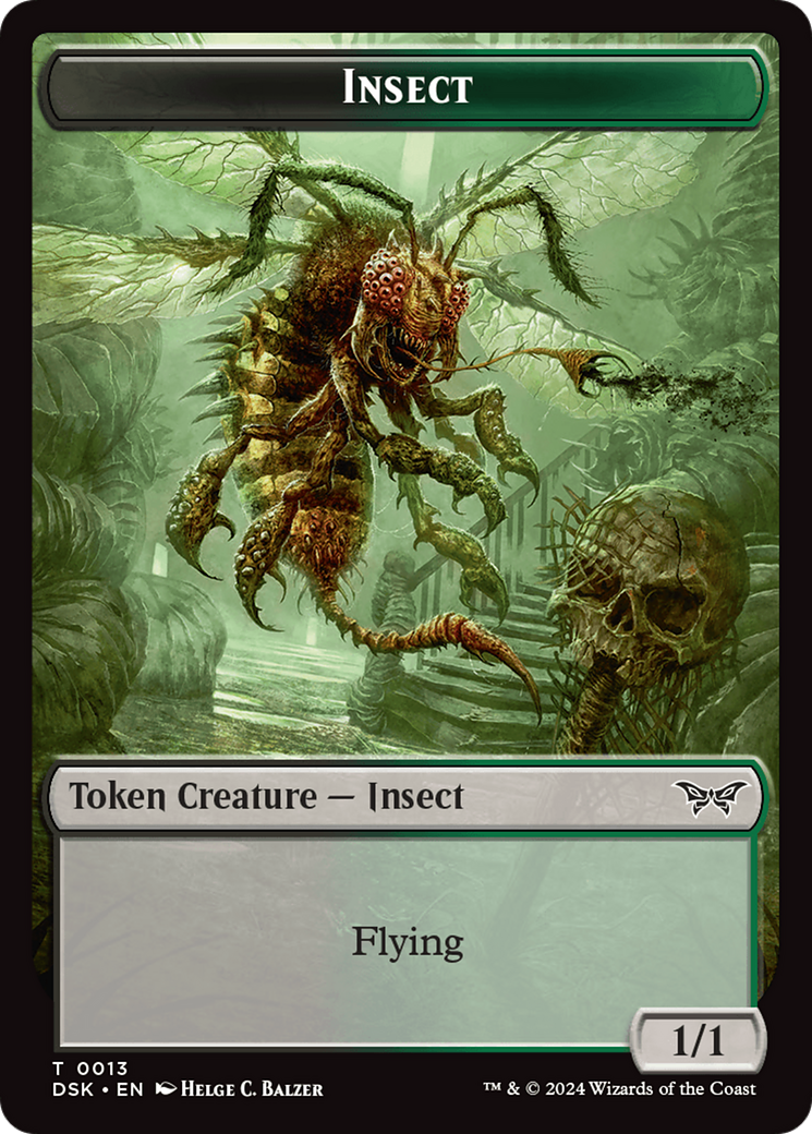 Insect (0013) // Spider Double-Sided Token [Duskmourn: House of Horror Tokens] | Gamer Loot