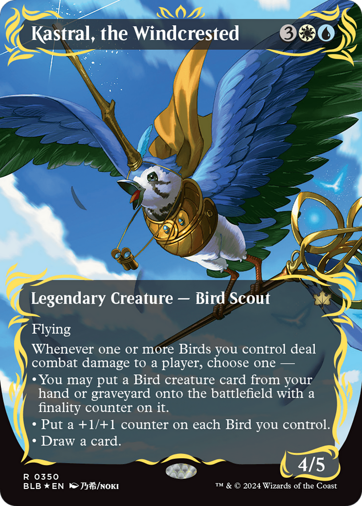 Kastral, the Windcrested (Borderless) (Raised Foil) [Bloomburrow] | Gamer Loot