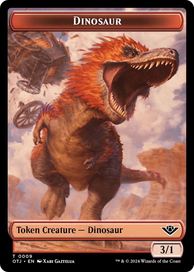 Mercenary // Dinosaur Double-Sided Token [Outlaws of Thunder Junction Tokens] | Gamer Loot