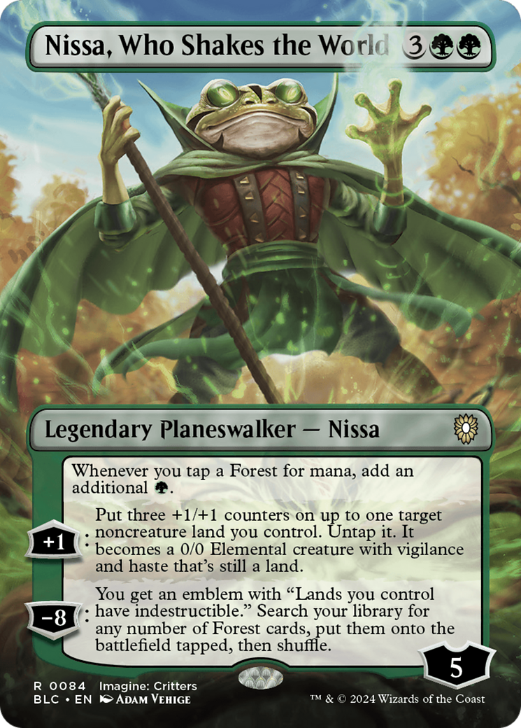 Nissa, Who Shakes the World (Borderless) [Bloomburrow Commander] | Gamer Loot