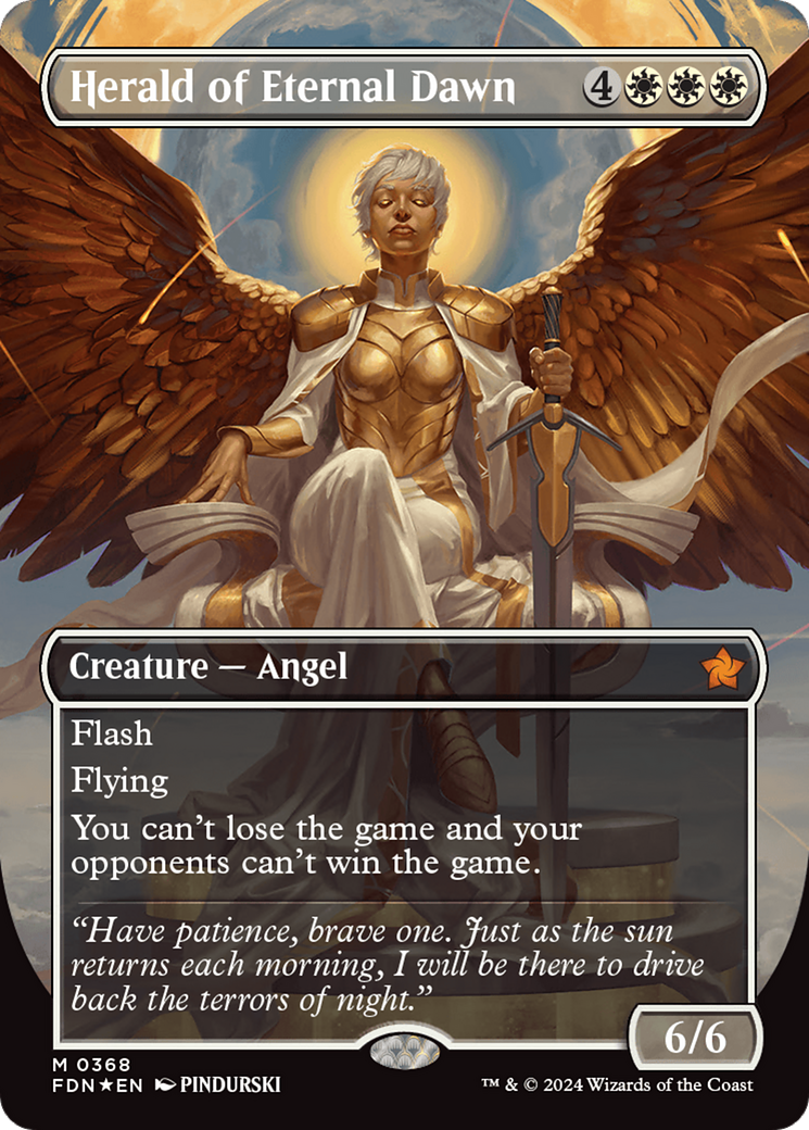 Herald of Eternal Dawn (Borderless) (Mana Foil) [Foundations] | Gamer Loot