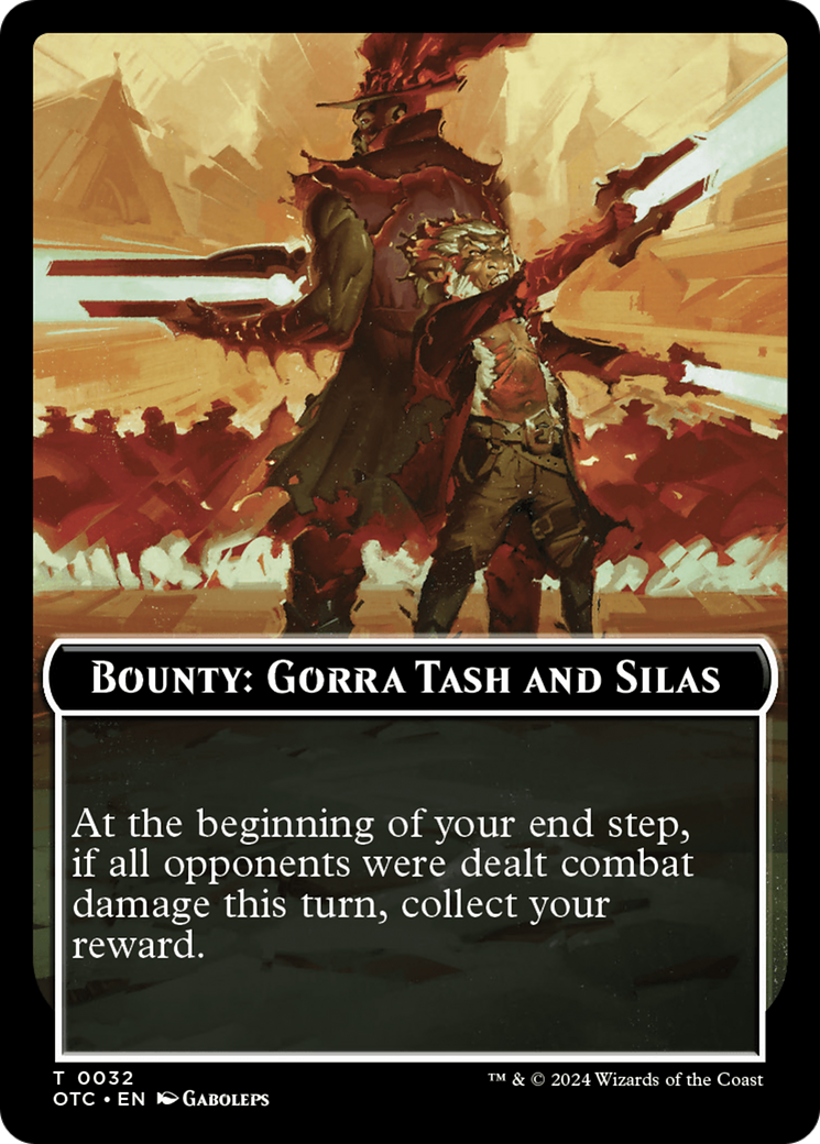 Bounty: Gorra Tash and Silas // Bounty Rules Double-Sided Token [Outlaws of Thunder Junction Commander Tokens] | Gamer Loot