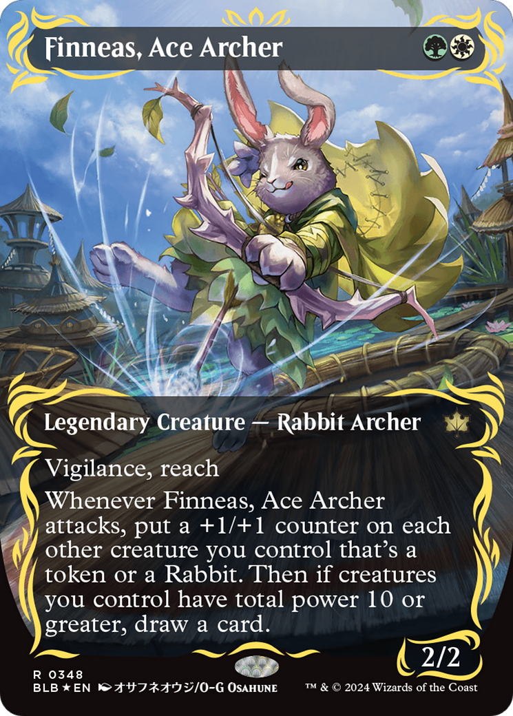 Finneas, Ace Archer (Borderless) (Raised Foil) [Bloomburrow] | Gamer Loot