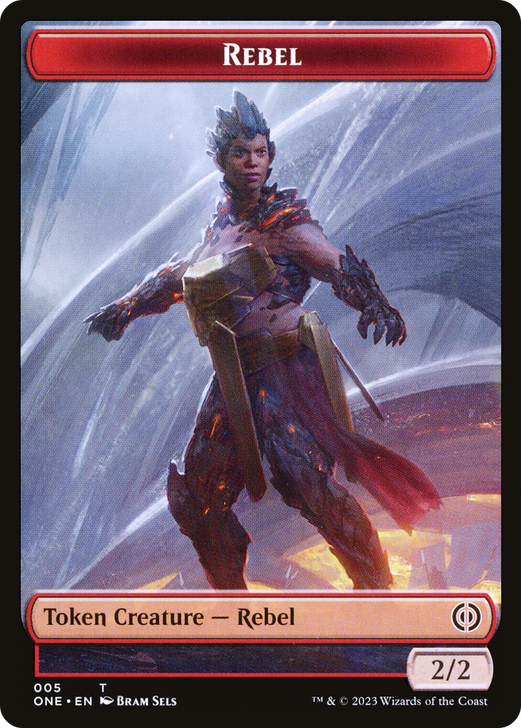 Rebel // The Hollow Sentinel Double-Sided Token [Phyrexia: All Will Be One Tokens] | Gamer Loot