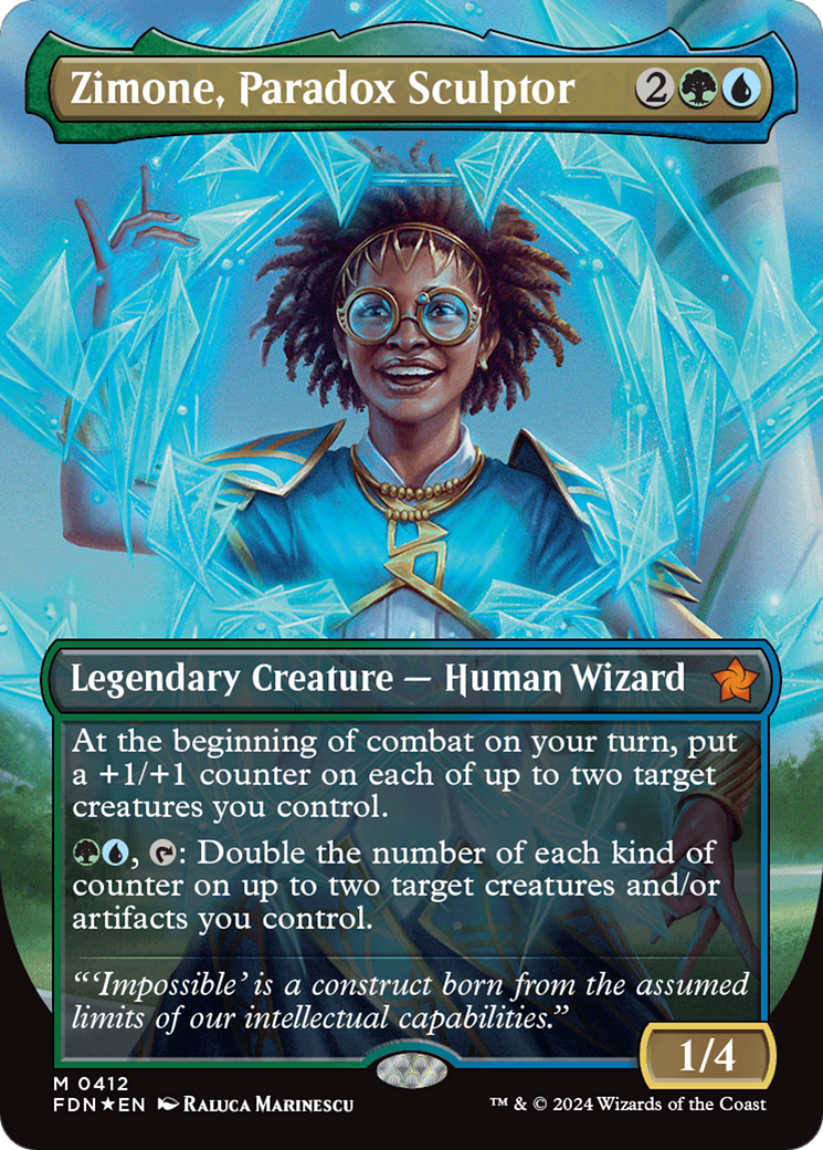 Zimone, Paradox Sculptor (Borderless) (Mana Foil) [Foundations] | Gamer Loot