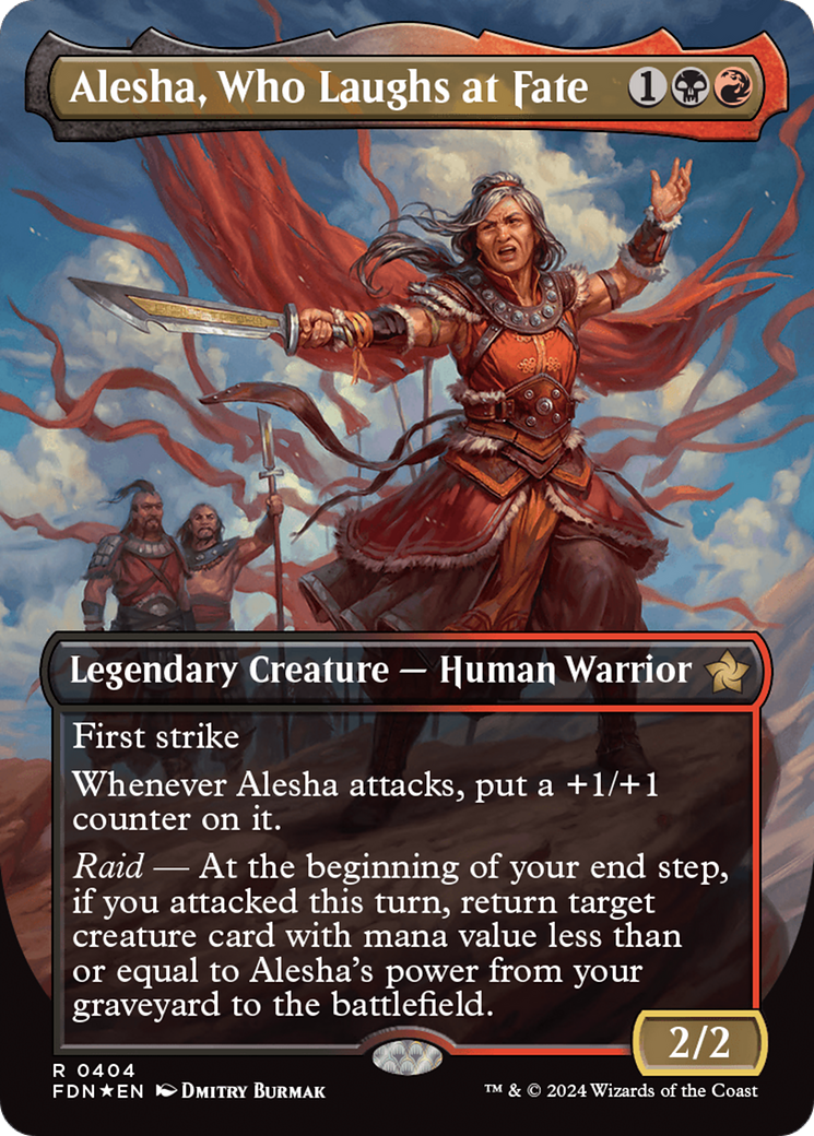 Alesha, Who Laughs at Fate (Borderless) (Mana Foil) [Foundations] | Gamer Loot