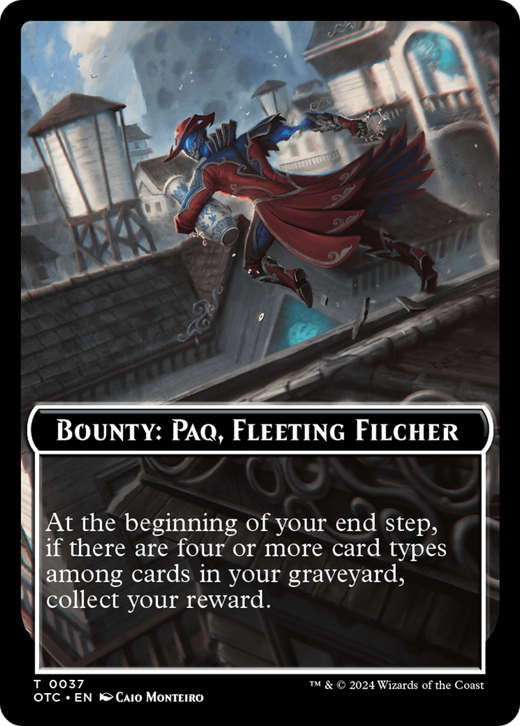 Bounty: Paq, Fleeting Filcher // Bounty Rules Double-Sided Token [Outlaws of Thunder Junction Commander Tokens] | Gamer Loot