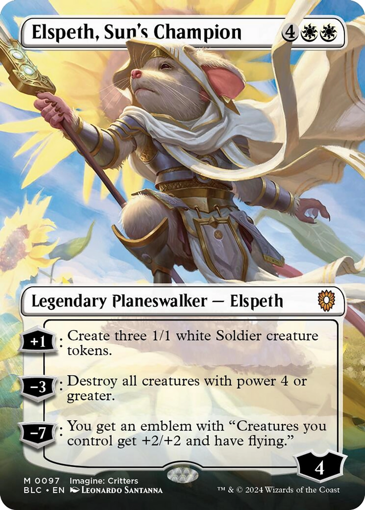 Elspeth, Sun's Champion (Borderless) [Bloomburrow Commander] | Gamer Loot