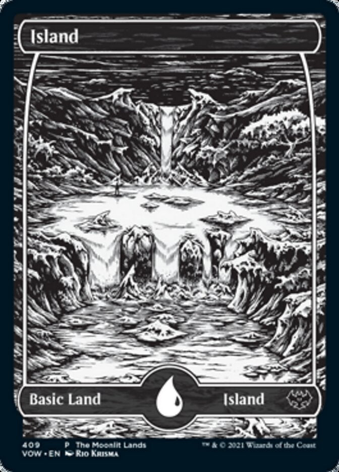 Island (The Moonlit Lands) (Foil Etched) [Innistrad: Crimson Vow Promos] | Gamer Loot