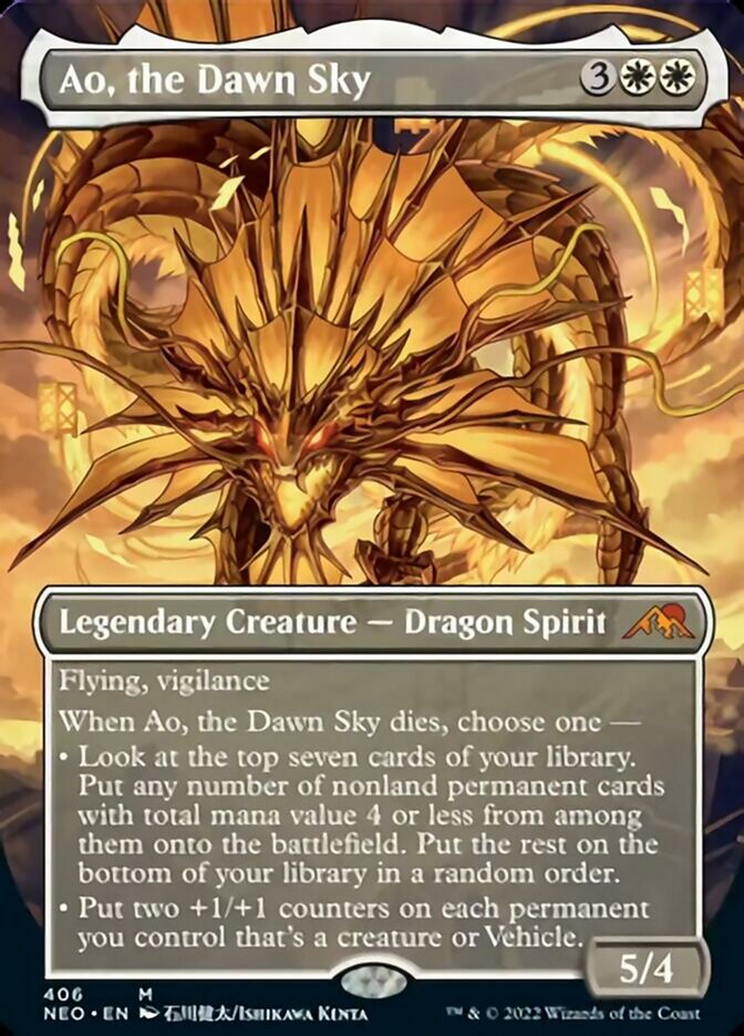 Ao, the Dawn Sky (Borderless Alternate Art) [Kamigawa: Neon Dynasty] | Gamer Loot