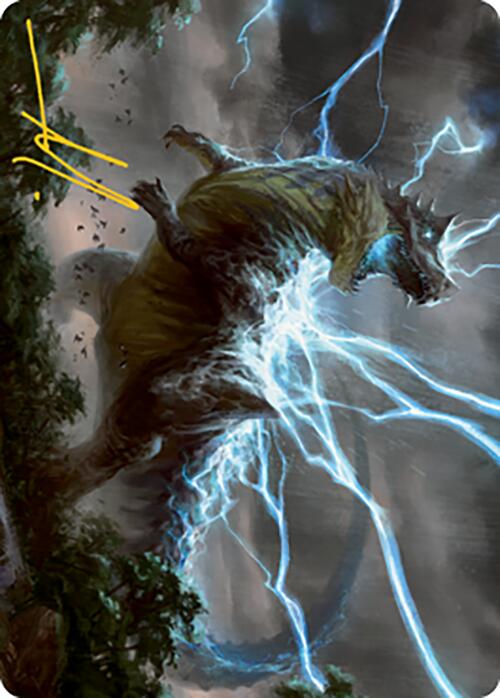 Thrasta, Tempest's Roar Art Card (41) (Gold-Stamped Signature) [Modern Horizons 2 Art Series] | Gamer Loot