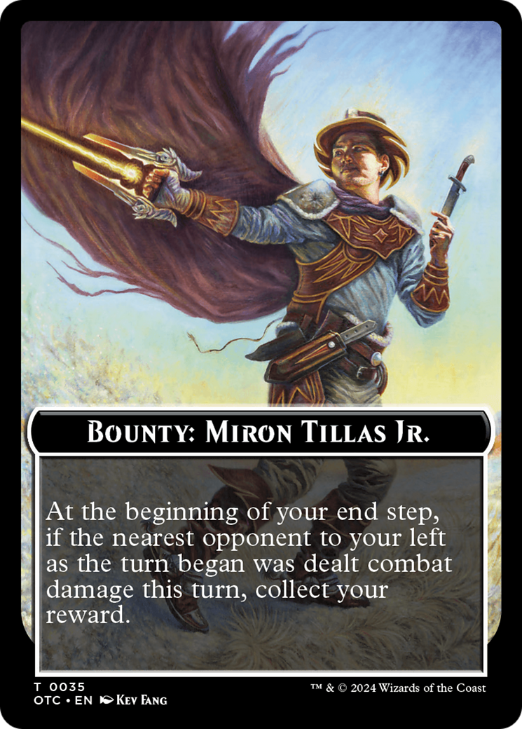 Bounty: Miron Tillas Jr. // Bounty Rules Double-Sided Token [Outlaws of Thunder Junction Commander Tokens] | Gamer Loot
