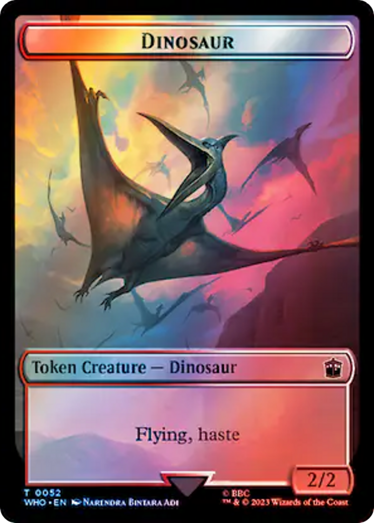 Warrior // Dinosaur Double-Sided Token (Surge Foil) [Doctor Who Tokens] | Gamer Loot