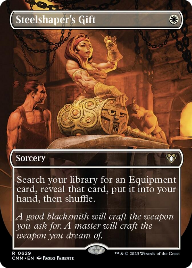 Steelshaper's Gift (Borderless Alternate Art) [Commander Masters] | Gamer Loot