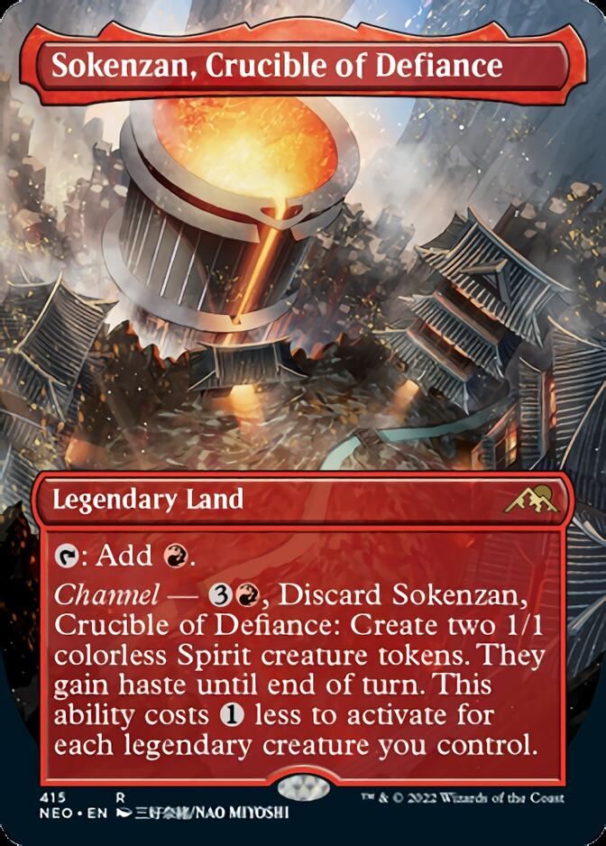 Sokenzan, Crucible of Defiance (Borderless Alternate Art) [Kamigawa: Neon Dynasty] | Gamer Loot