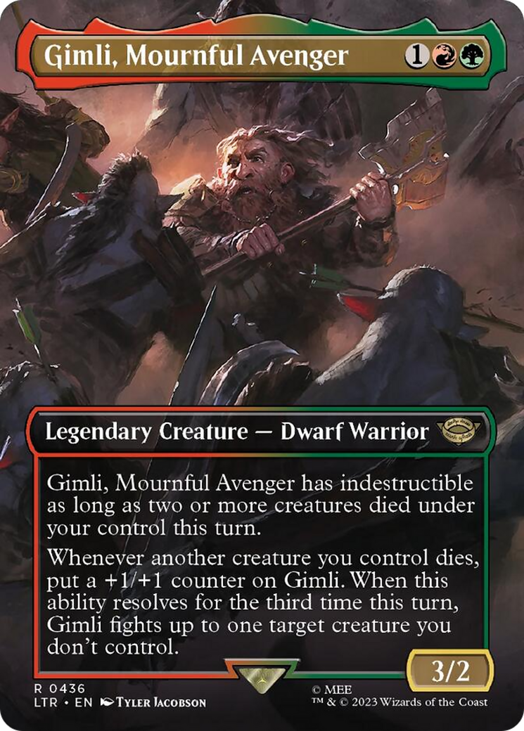 Gimli, Mournful Avenger (Borderless Alternate Art) [The Lord of the Rings: Tales of Middle-Earth] | Gamer Loot