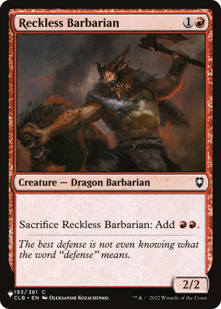 Reckless Barbarian [The List Reprints] | Gamer Loot