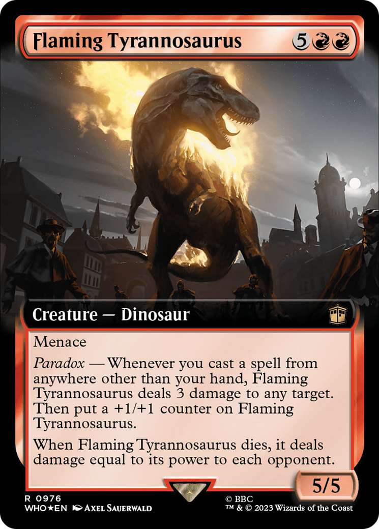 Flaming Tyrannosaurus (Extended Art) (Surge Foil) [Doctor Who] | Gamer Loot