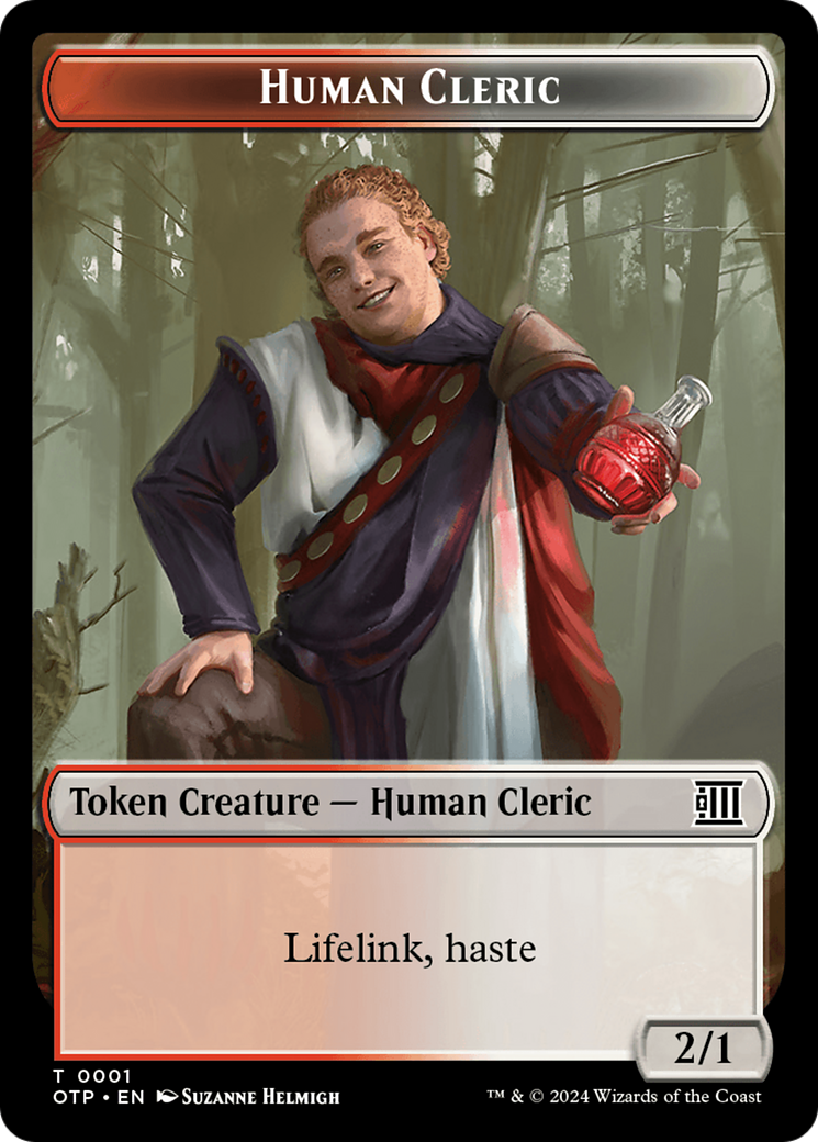 Human Cleric // Plot Double-Sided Token [Outlaws of Thunder Junction: Breaking News Tokens] | Gamer Loot