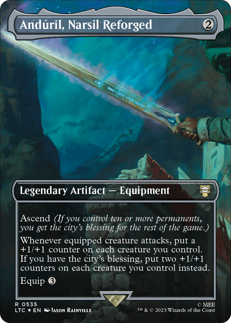 Anduril, Narsil Reforged (Borderless) (Surge Foil) [The Lord of the Rings: Tales of Middle-Earth Commander] | Gamer Loot