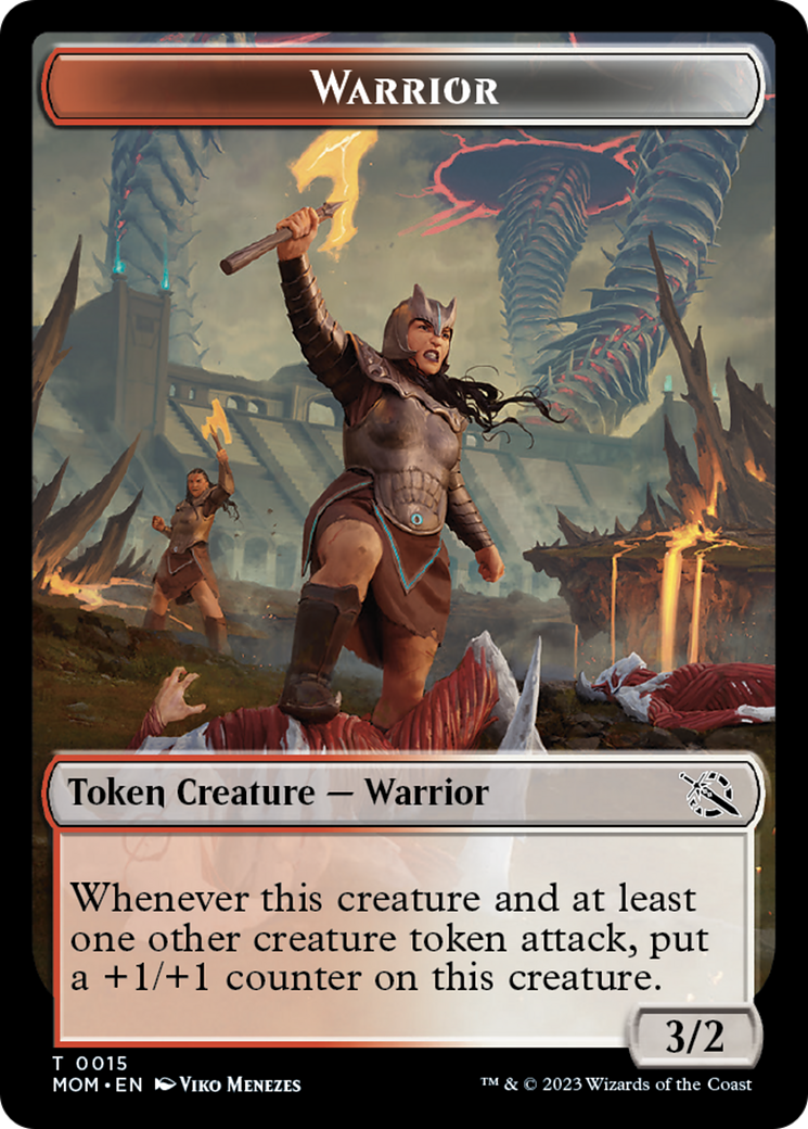 Warrior // Dinosaur Double-Sided Token [March of the Machine Tokens] | Gamer Loot