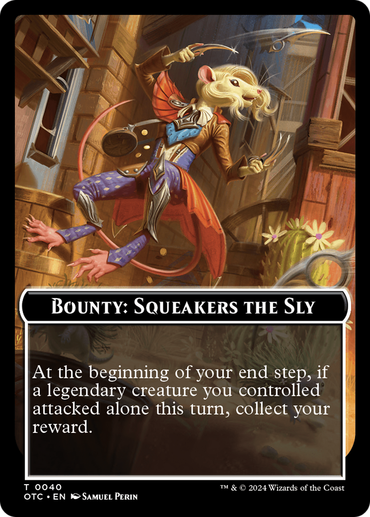 Bounty: Squeakers the Sly // Bounty Rules Double-Sided Token [Outlaws of Thunder Junction Commander Tokens] | Gamer Loot