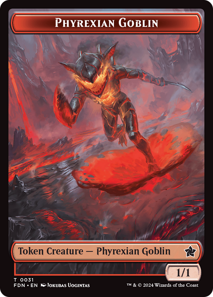 Cat (0027) // Phyrexian Goblin Double-Sided Token [Foundations Tokens] | Gamer Loot