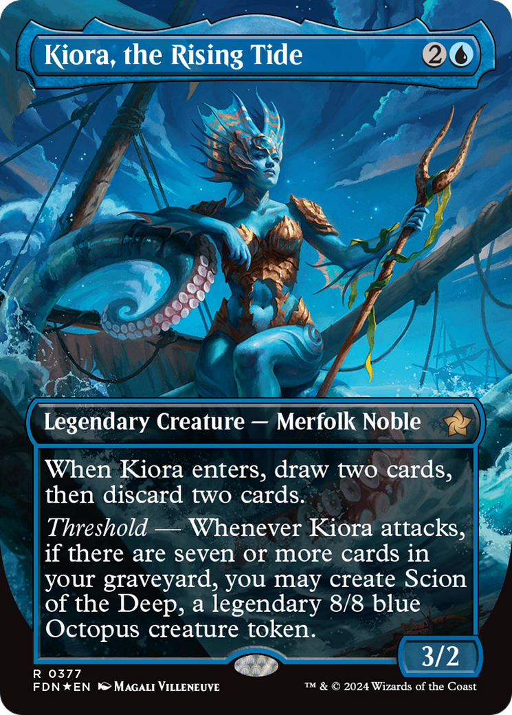 Kiora, the Rising Tide (Borderless) (Mana Foil) [Foundations] | Gamer Loot