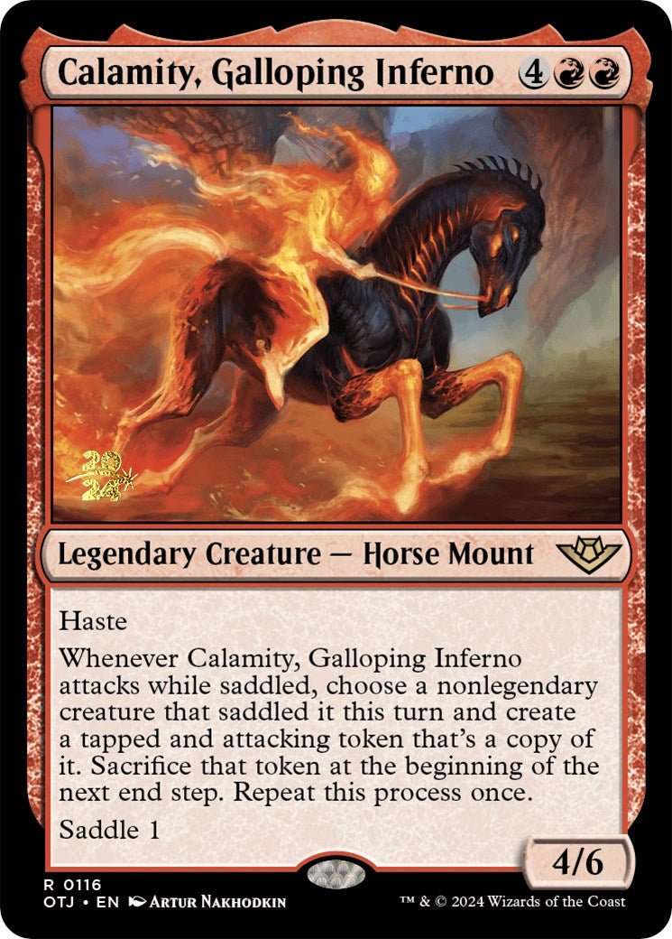 Calamity, Galloping Inferno [Outlaws of Thunder Junction Prerelease Promos] | Gamer Loot