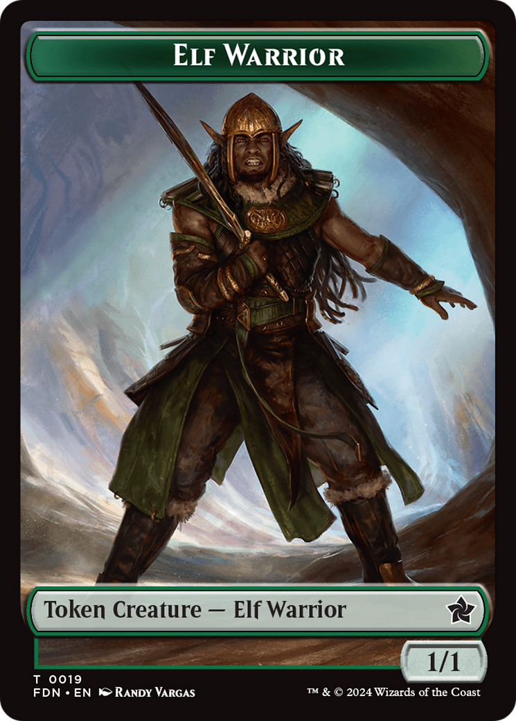 Emblem - Vivien Reid // Elf Warrior Double-Sided Token [Foundations Tokens] | Gamer Loot