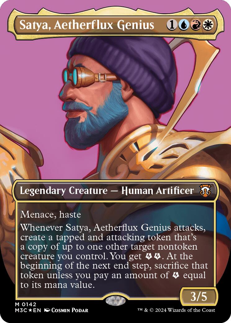 Satya, Aetherflux Genius (Borderless) (Ripple Foil) [Modern Horizons 3 Commander] | Gamer Loot