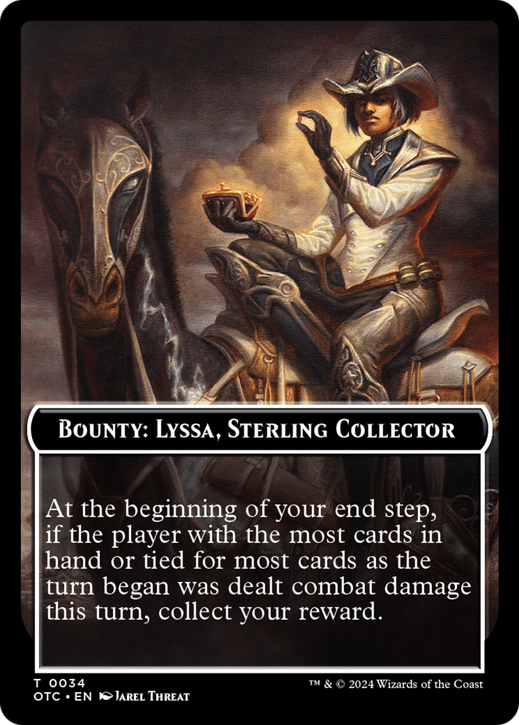 Bounty: Lyssa, Sterling Collector // Bounty Rules Double-Sided Token [Outlaws of Thunder Junction Commander Tokens] | Gamer Loot