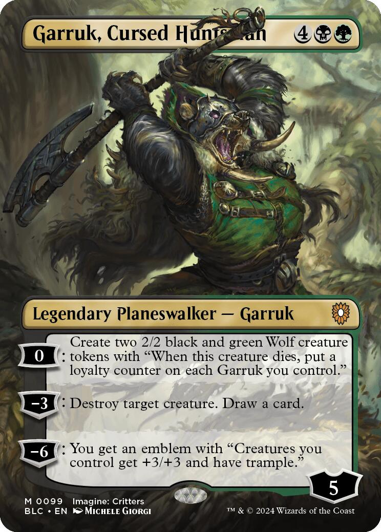 Garruk, Cursed Huntsman (Borderless) [Bloomburrow Commander] | Gamer Loot