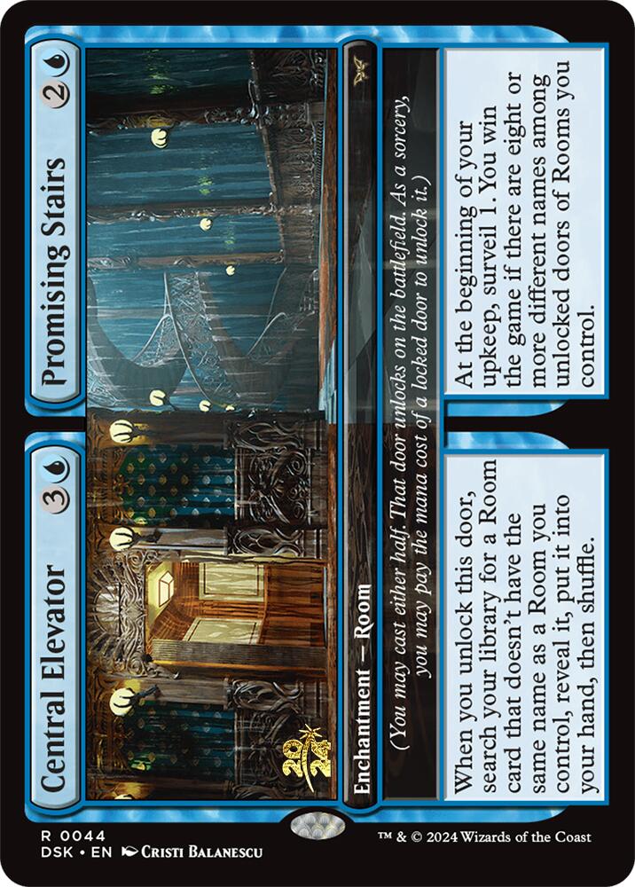 Central Elevator // Promising Stairs [Duskmourn: House of Horror Prerelease Promos] | Gamer Loot