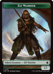 Elf Warrior // Raccoon Doubled-Sided Token [Foundations Tokens] | Gamer Loot