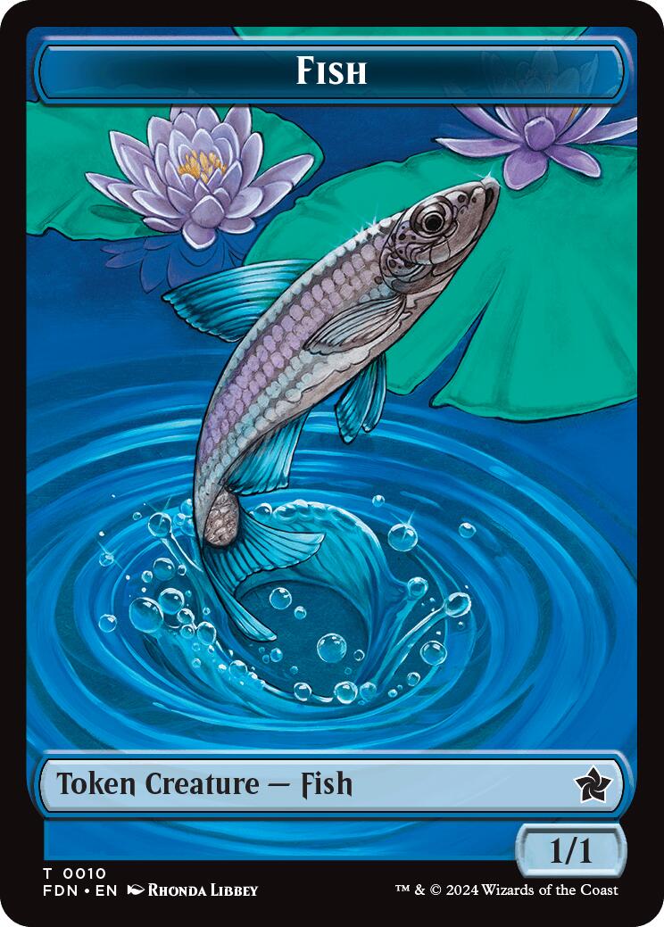 Faerie // Fish Doubled-Sided Token [Foundations Tokens] | Gamer Loot