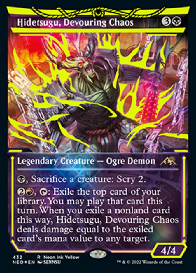 Hidetsugu, Devouring Chaos (Neon Ink Yellow) [Kamigawa: Neon Dynasty] | Gamer Loot