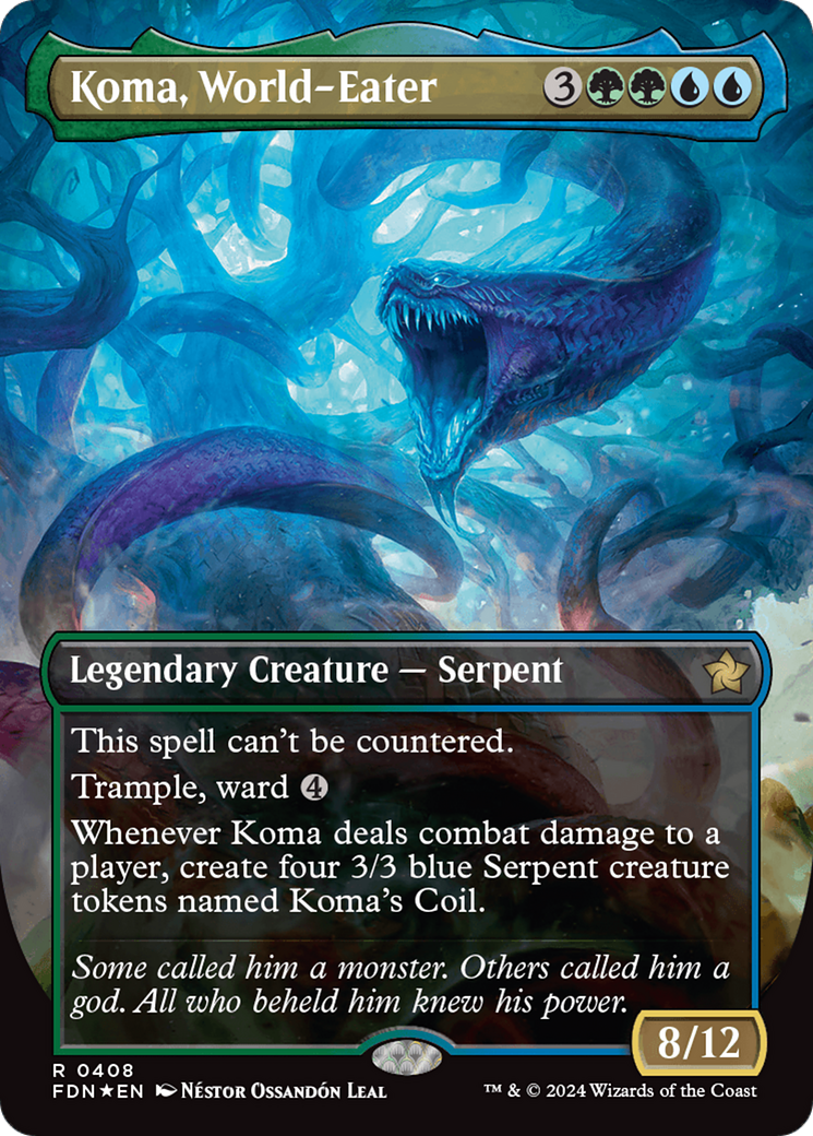 Koma, World-Eater (Borderless) (Mana Foil) [Foundations] | Gamer Loot