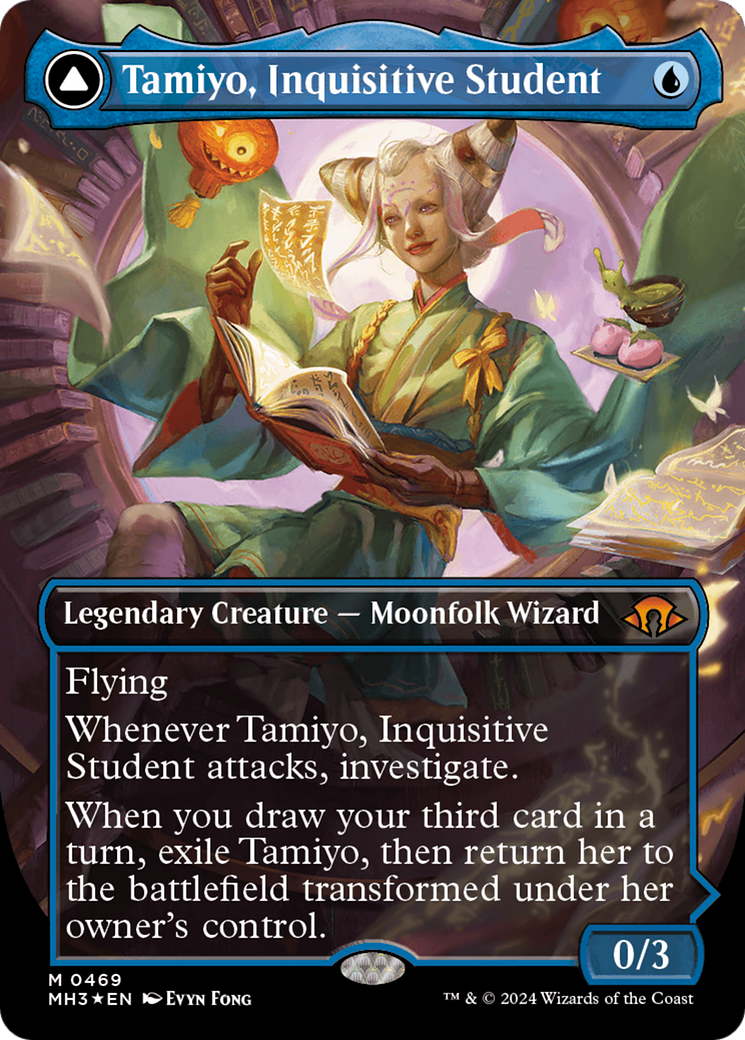 Tamiyo, Inquisitive Student // Tamiyo, Seasoned Scholar (Borderless) (Textured Foil) [Modern Horizons 3] | Gamer Loot