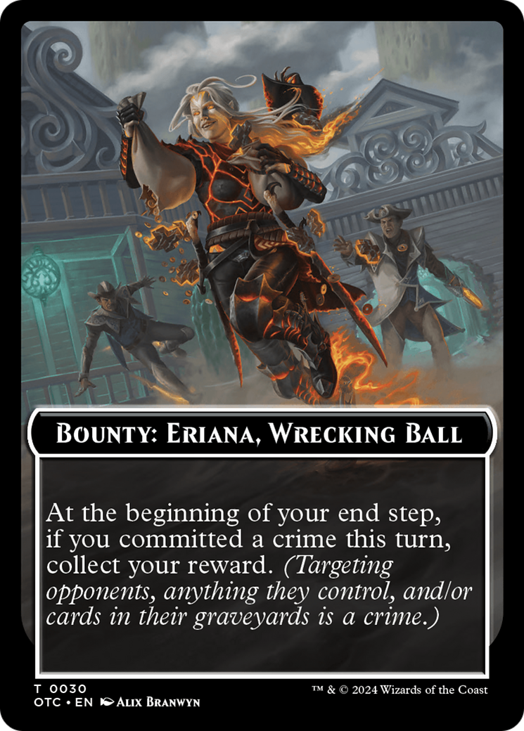 Bounty: Eriana, Wrecking Ball // Bounty Rules Double-Sided Token [Outlaws of Thunder Junction Commander Tokens] | Gamer Loot