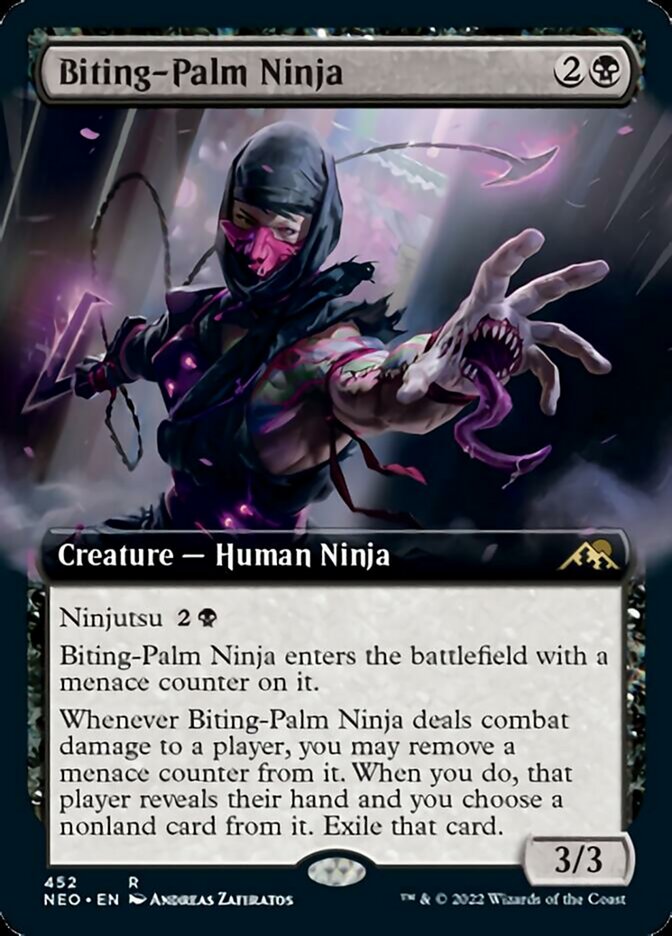 Biting-Palm Ninja (Extended Art) [Kamigawa: Neon Dynasty] | Gamer Loot